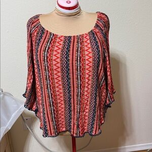 Studio Red and Black Patterned Top